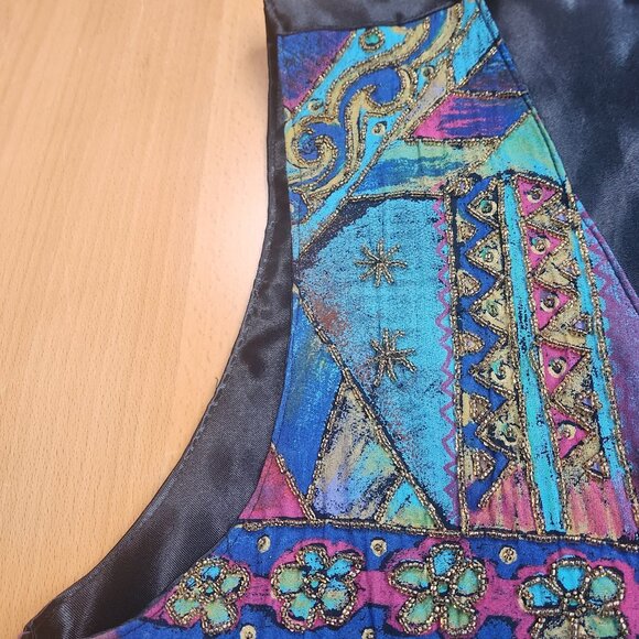 Vintage 90s Daily Planet Beaded Boho Art Vest Size Large - Picture 3 of 16